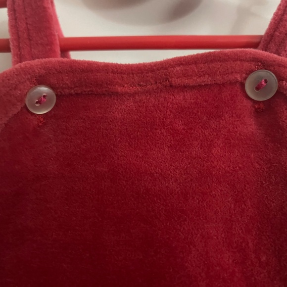 Red Velour footed European Baby Romper Made in Austria - Picture 6 of 7